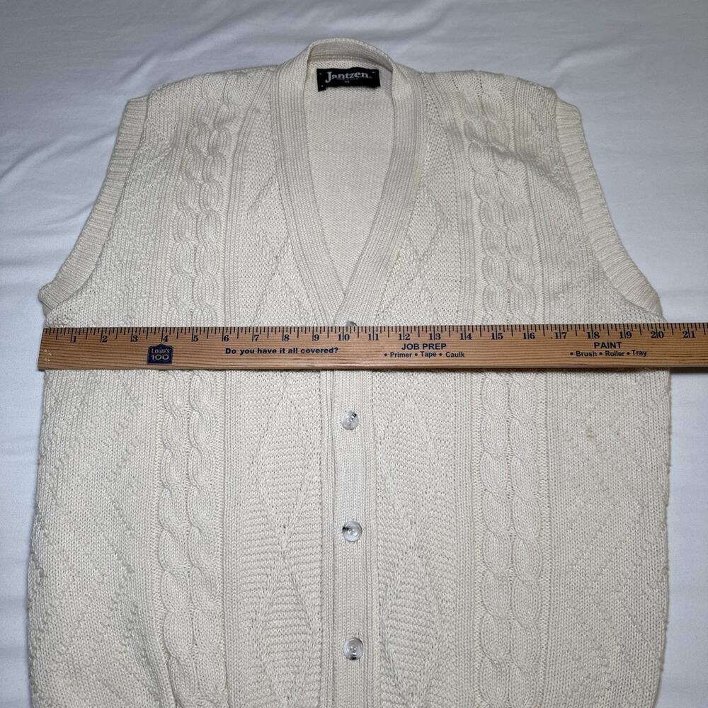 Vintage Jantzen Mens XL Vest 80s Natural Cable Knit Button Cardigan Sweater NWT - Picture 7 of 12